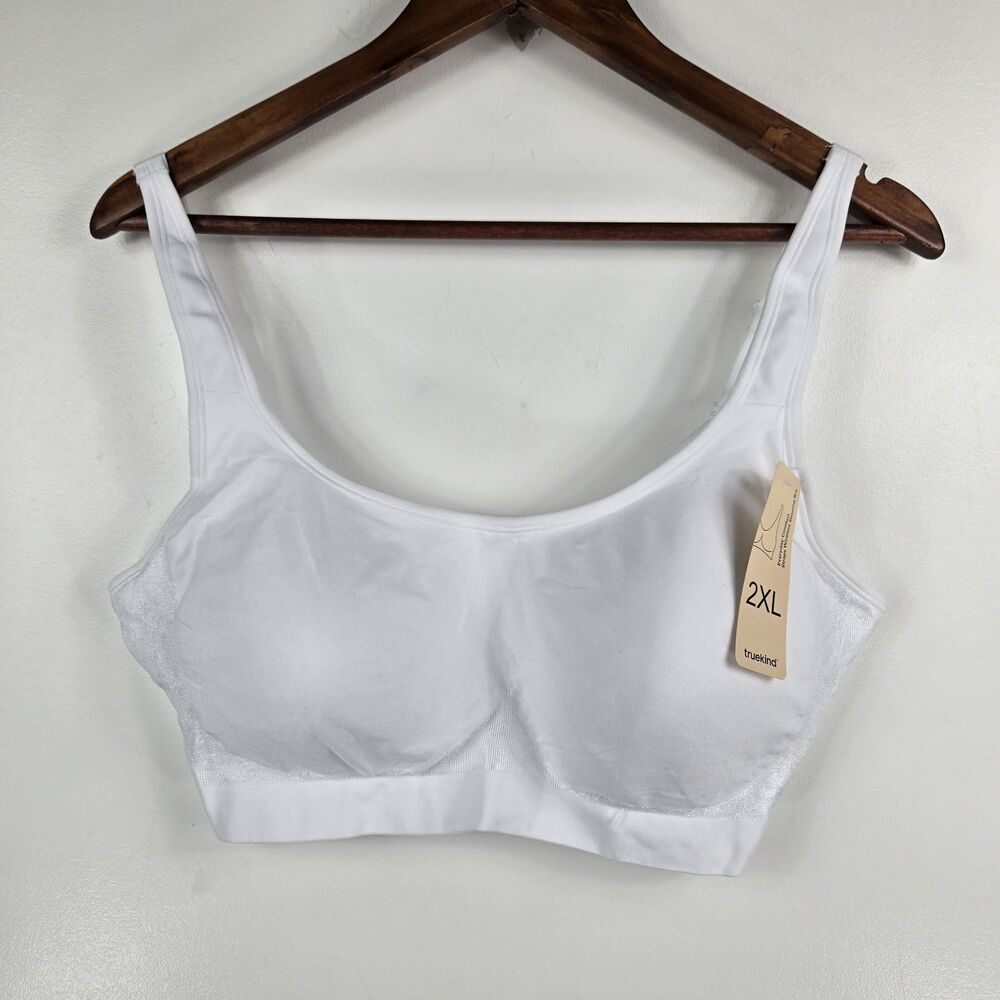 Truekind Women's Size 2XL Everyday Comfort Straps Wireless Shaping Bra White NWT